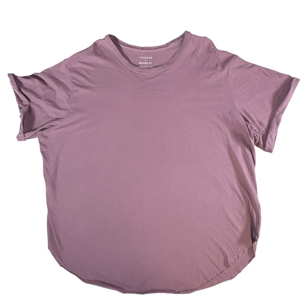 Torrid T Shirt Women 4X Mauve Relaxed Fit Short Sleeve Cotton Casual Plus Size